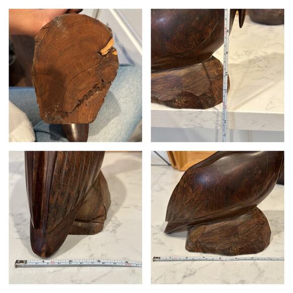 Vintage Carved Ironwood Pelican Bird 12” Figurine made in Mexico rustic cabin - Picture 8 of 8